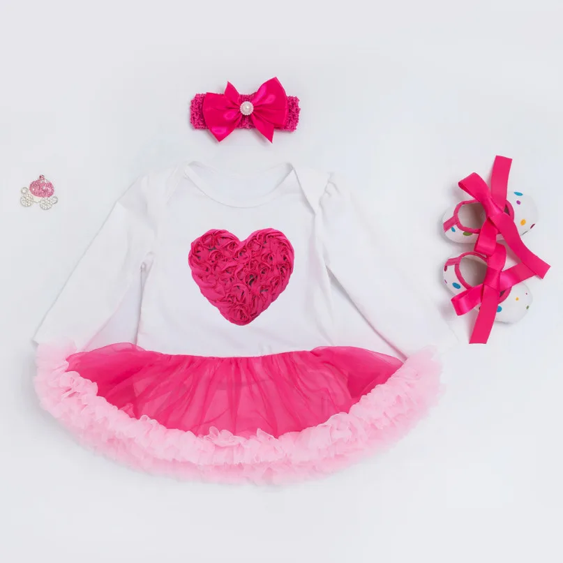 3 piece set Для новорожденных; костюмы для вечеринки в честь Дня Рождения одежда из хлопка для маленьких девочек; комбинезон; комплект из 3 предметов, Костюмы наборы костюмы принцессы кружевные платья для детей - Цвет: 3 piece set