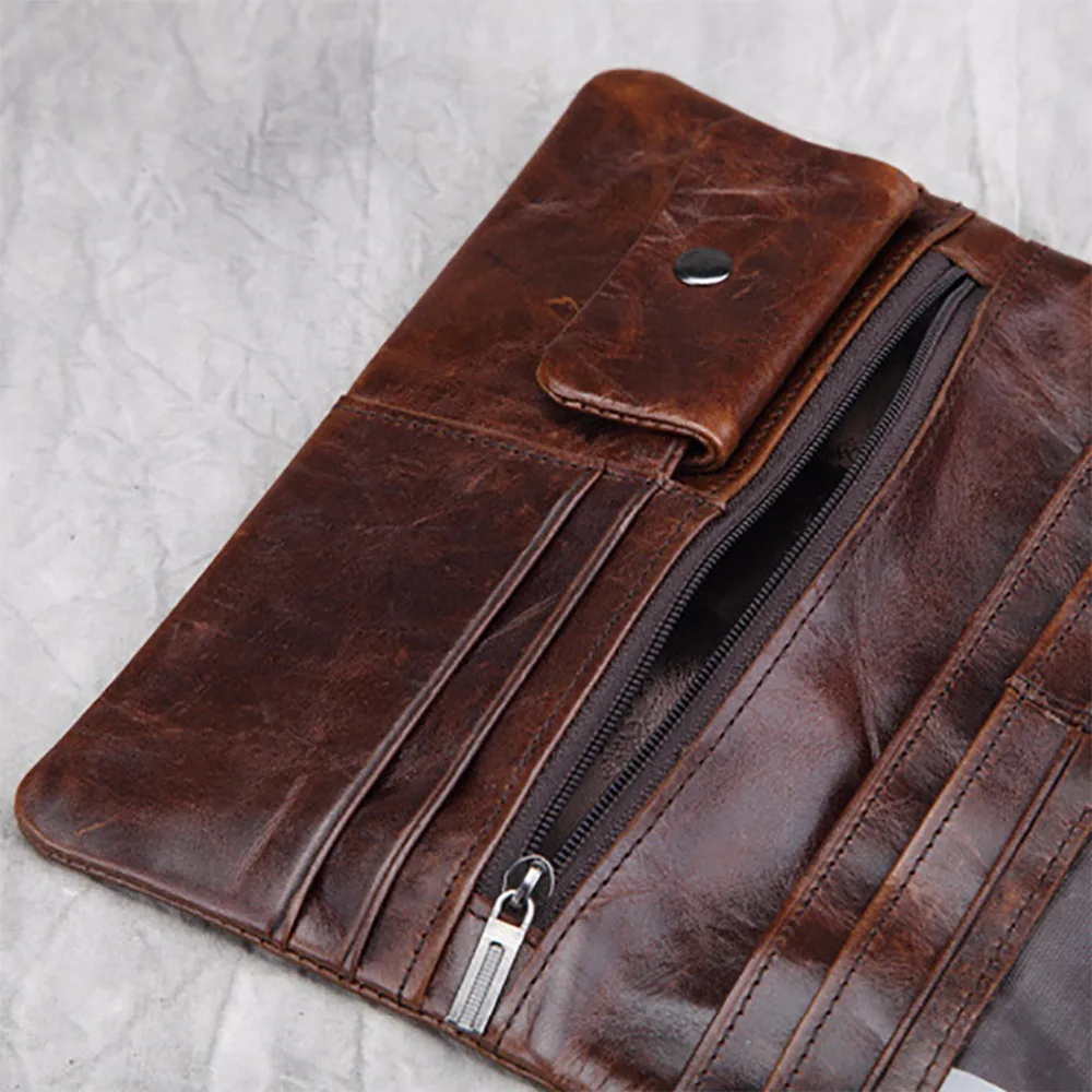 Кошелек мужской из натуральной кожи вощеный бумажник с кармашком для мелочи