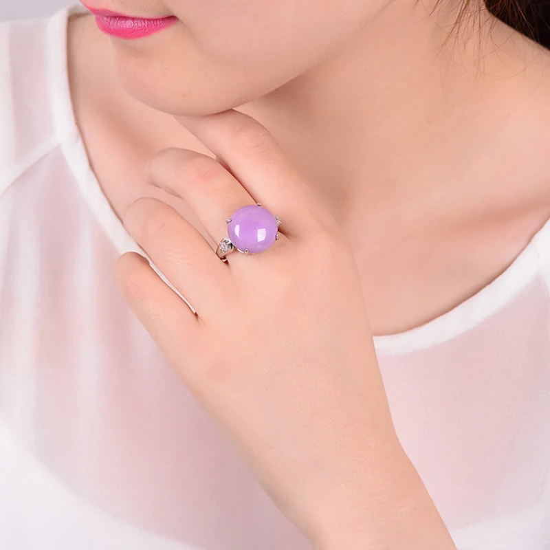 Женское кольцо с фиолетовым кристаллом регулируемое серебряное натуральным 925