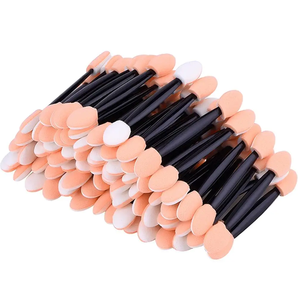 100PCS Disposable Eyeshadow Brush Dual Sided Sponge Nylon Sets Kits Eye Shadow Brushes Makeup Cosmetic Applicator