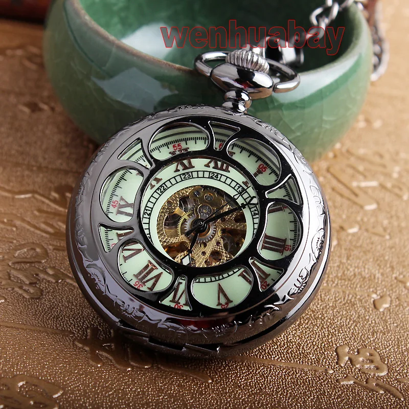 Модные Мужские автоматические механические часы светящийся Скелет римские