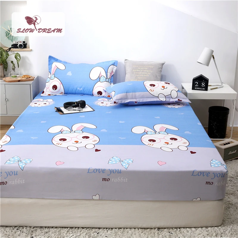 1 шт. простыня для кровати с рисунком кролика из мультфильма на эластичной
