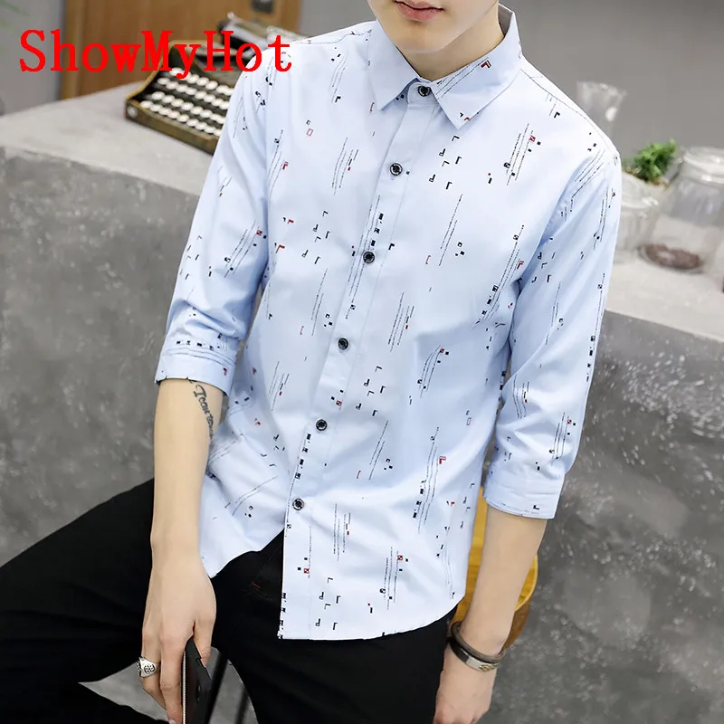Showmyhot Новые Летние Короткие рукава тонкий печатных Camisa хлопок Рубашки для