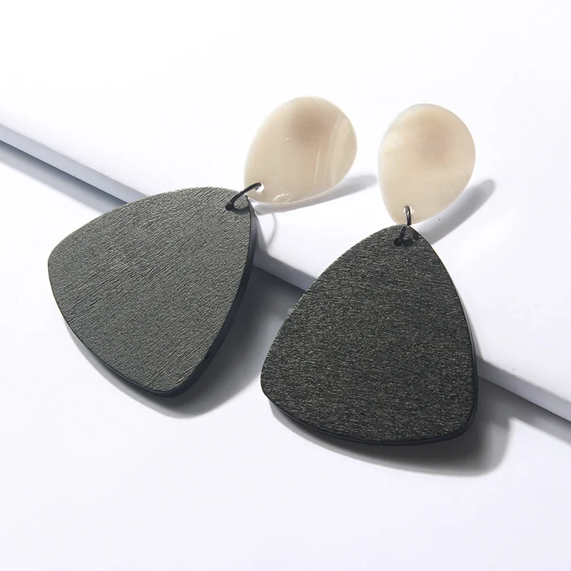 Деревянные треугольные висячие серьги LEADERBEADS 2019 ZA брендовые Акриловые Модные