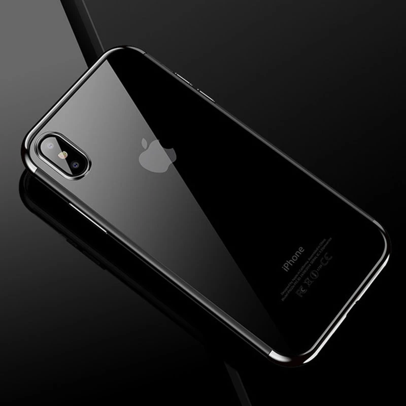 Silver Роскошный силиконовый прозрачный чехол s для iPhone 11, чехол 11 Pro XS Max X XR 6 6 S, мягкая задняя крышка из ТПУ с покрытием для iPhone 7, 8 Plus, 5S, SE, 5 - Цвет: Silver