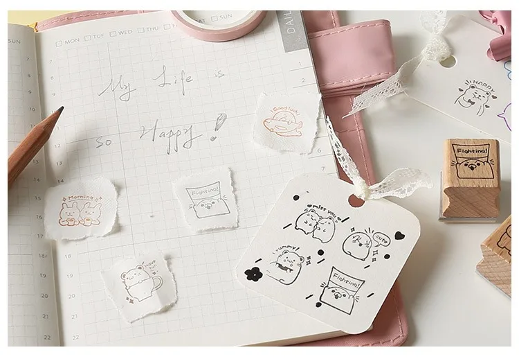 Kawaii хомяк штамп в виде кролика Набор DIY Ремесло Деревянные и резиновые штампы для скрапбукинга канцелярские товары Скрапбукинг Стандартный штамп