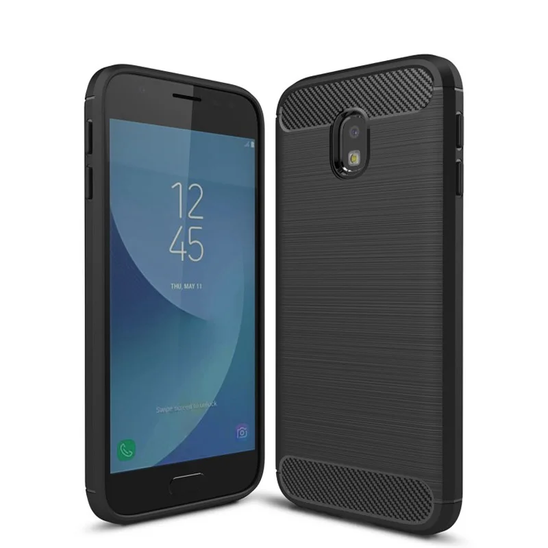Мода для Samsung Galaxy J3 2017 чехол углерода Волокно текстуры + ТПУ Силиконовые Мягкий J330
