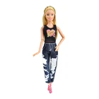 Новинка, черный топ с принтом + джинсы, кукла в минималистичном стиле, аксессуары для кукольной одежды 12 дюймов, домашнее платье для девочки, лучший подарок