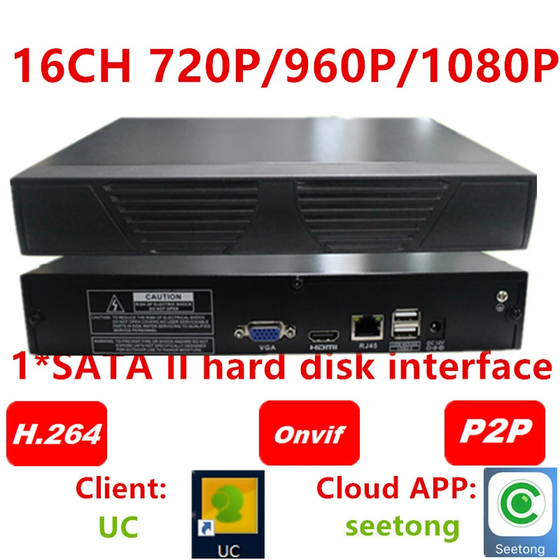 16ch H.264 NVR Сетевой HD Видеорегистратор для ip-камера 720 P/1080 P ONVIF 1080 HDMI/Vga-выход P2P Облако