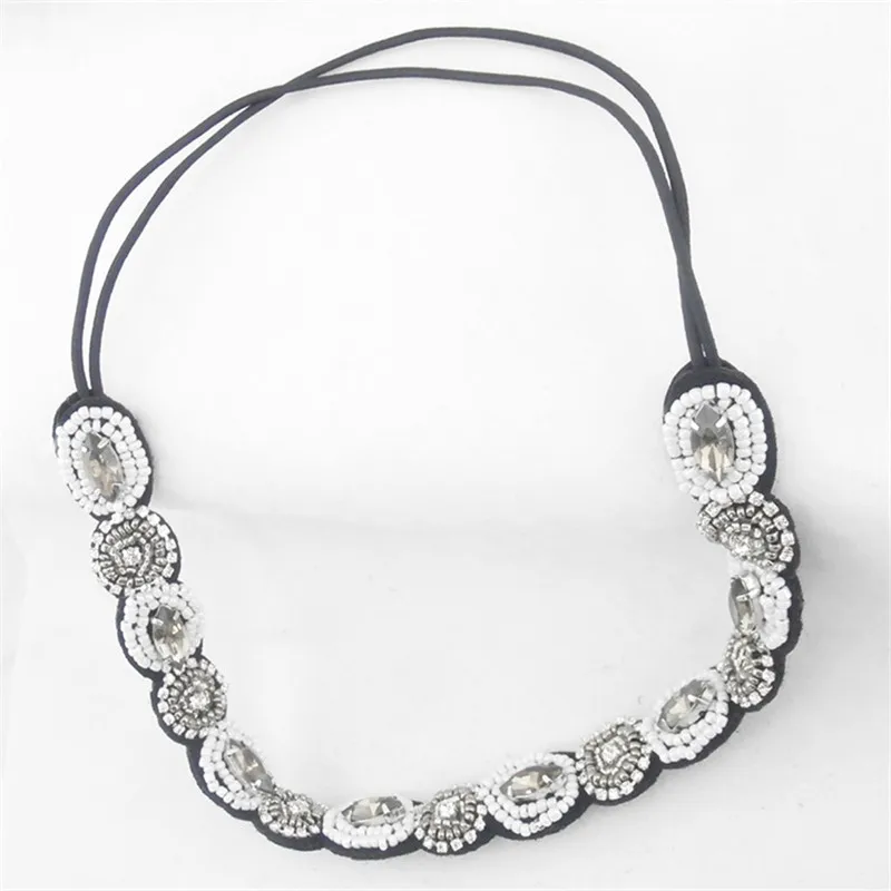 Женская повязка на голову с серыми бусинами и кристаллами|fashion hair styling|accessories