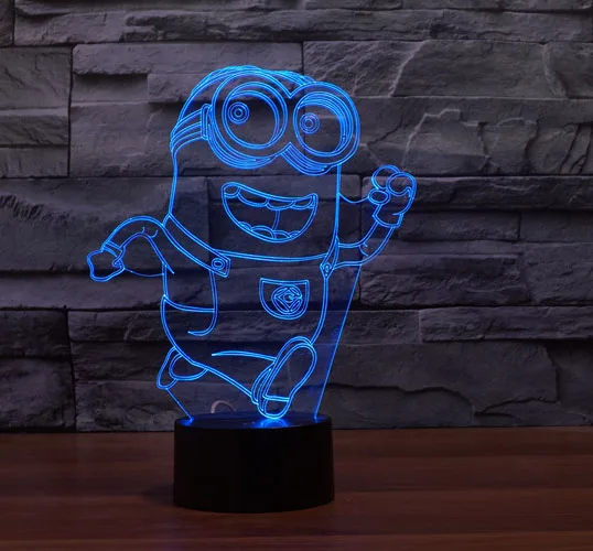 2017 3D Мультфильм Гадкий я Миньоны USB LED Лампы Взволнован Работает маленькие Желтые