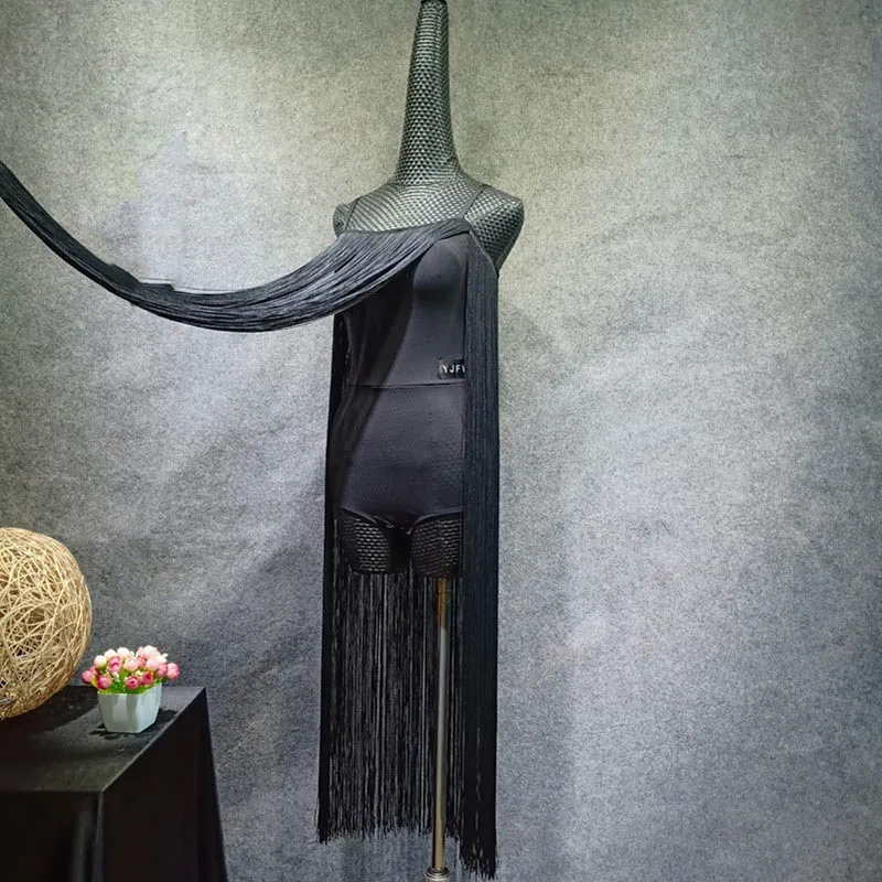 Only Dress Новое длинное платье с бахромой для латинских танцев, женское черное платье для танцев, современное платье для Фламенго румбы/самбы, Женский костюм для латинских танцев для взрослых, VDB422 - Цвет: Only Dress