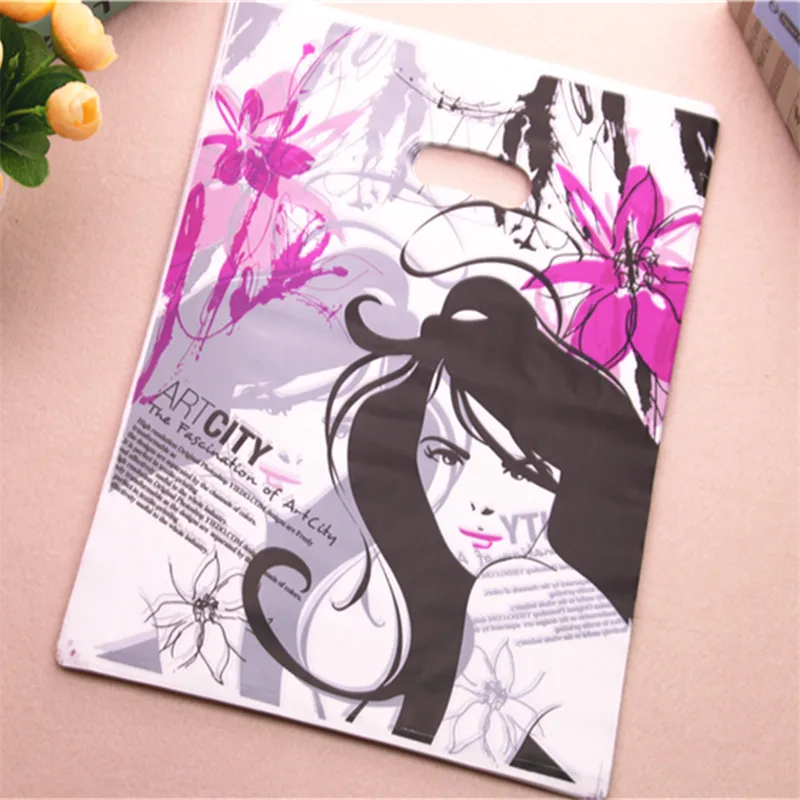 2021 Hot Wholesale 100pcs/lot 30*40cm Luxury Large Plastic Shopping Bags Fashion Girl Packaging Gift For Hair Extensions | Дом и сад