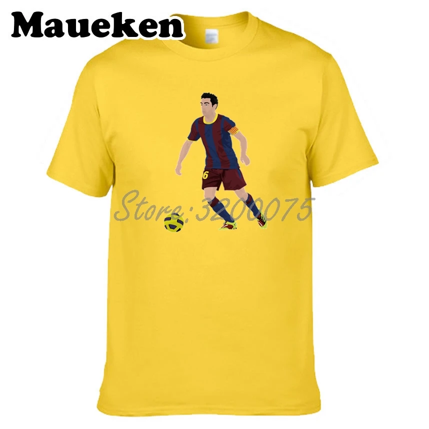 Мужская футболка Xavi Hernandez Creus 6 Legend Captain Spain с круглым вырезом W17072827|t shirt men|t shirttees men |