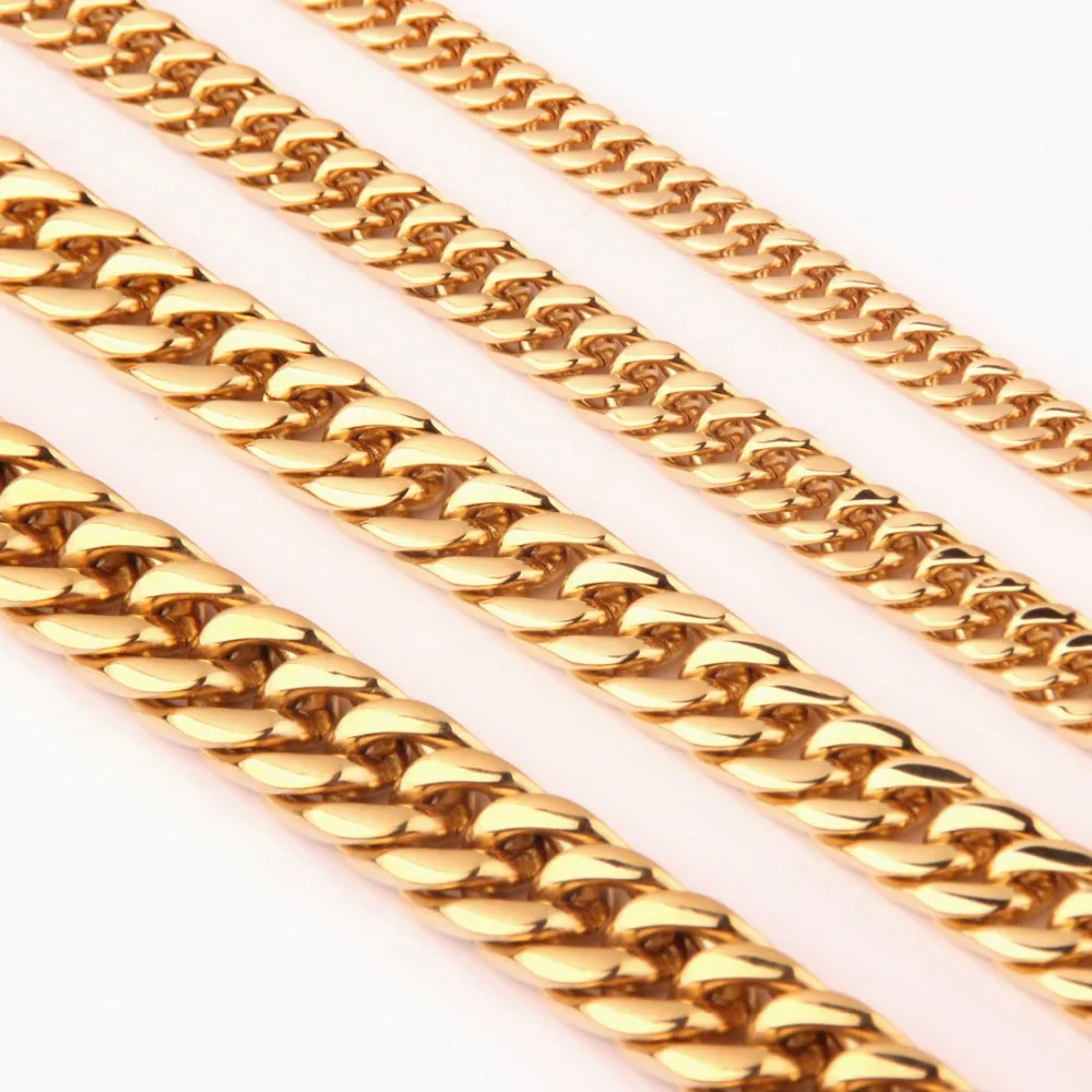 6/8/10/12/14mm Wide Strong Men Cuban Curb Link Chain Stainless Steel Bracelet/Necklace High Polishing Gold Tone 7-40inch | Украшения и