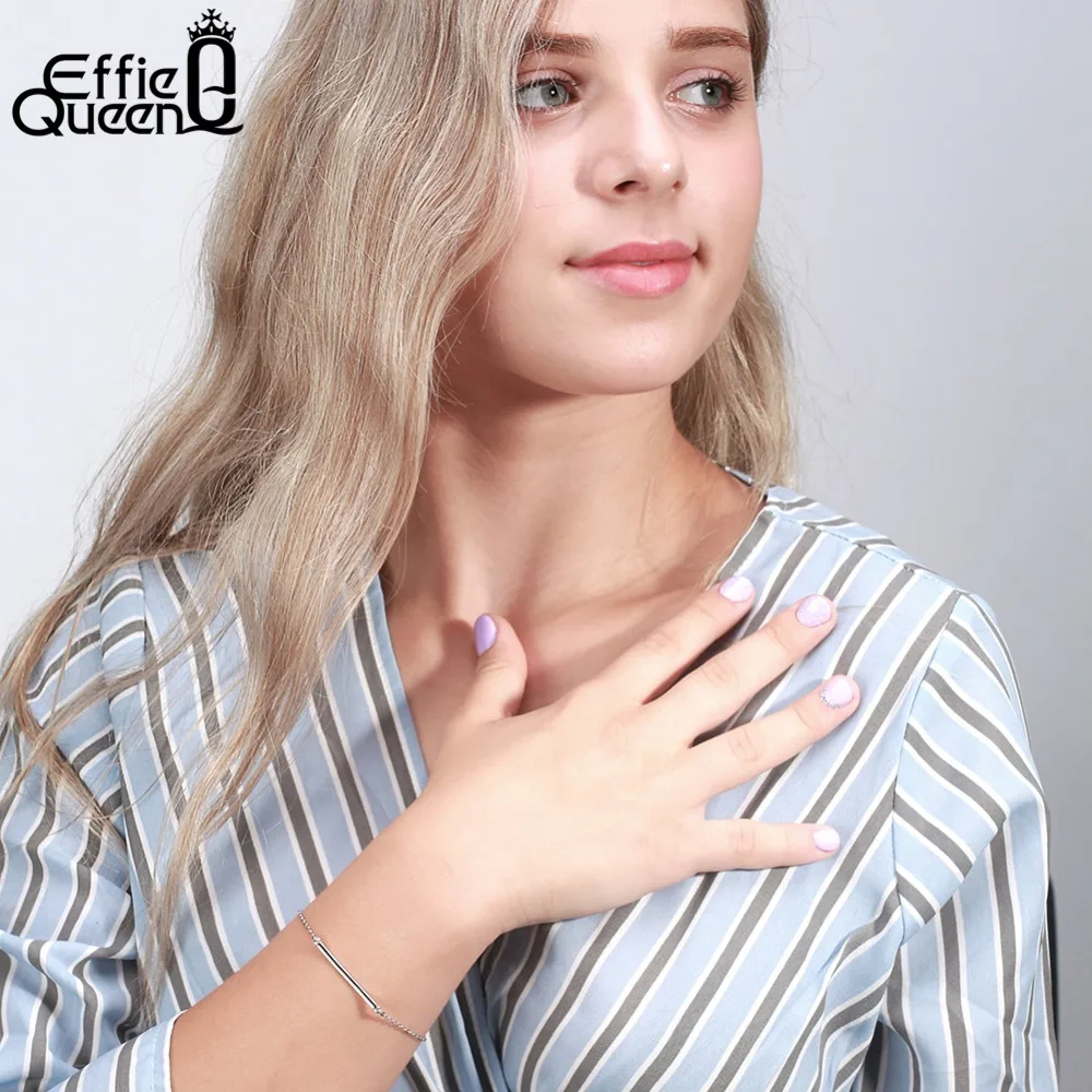 Effie Queen инкрустированные S925 стерлингового серебра для женщин Браслет манжета