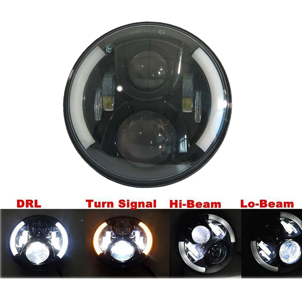 

2 PCS 7" Inch Round LED Halo Headlight DRL Daytime Running Light Angel with 7 Inch Bracket Ring For Je ep Wr-angler JK Hum-mer