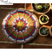 original handmade crochet sofa seat cushion diy round garden chairs mat rainbow traits wedding decor prop 4545cm