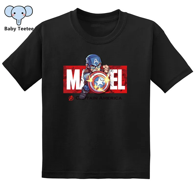 DLSKCS066 Black Футболка Marvel с изображением Капитана Америки; Забавные футболки с короткими рукавами для мальчиков и девочек; хлопковые летние топы с супергероями; детская модная футболка - Цвет: DLSKCS066 Black