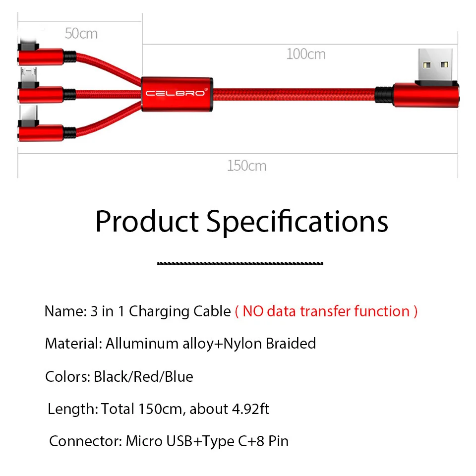 3 в 1 Реверсивный мульти Micro usb type C зарядный кабель для iPhone 90 градусов несколько