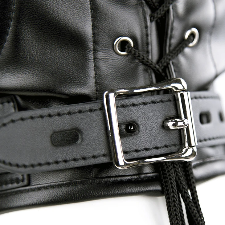 Leather fetish covered harness headgear hood mask head bondage restraint adult costume oral sex SM game toy for women men couple | Красота и