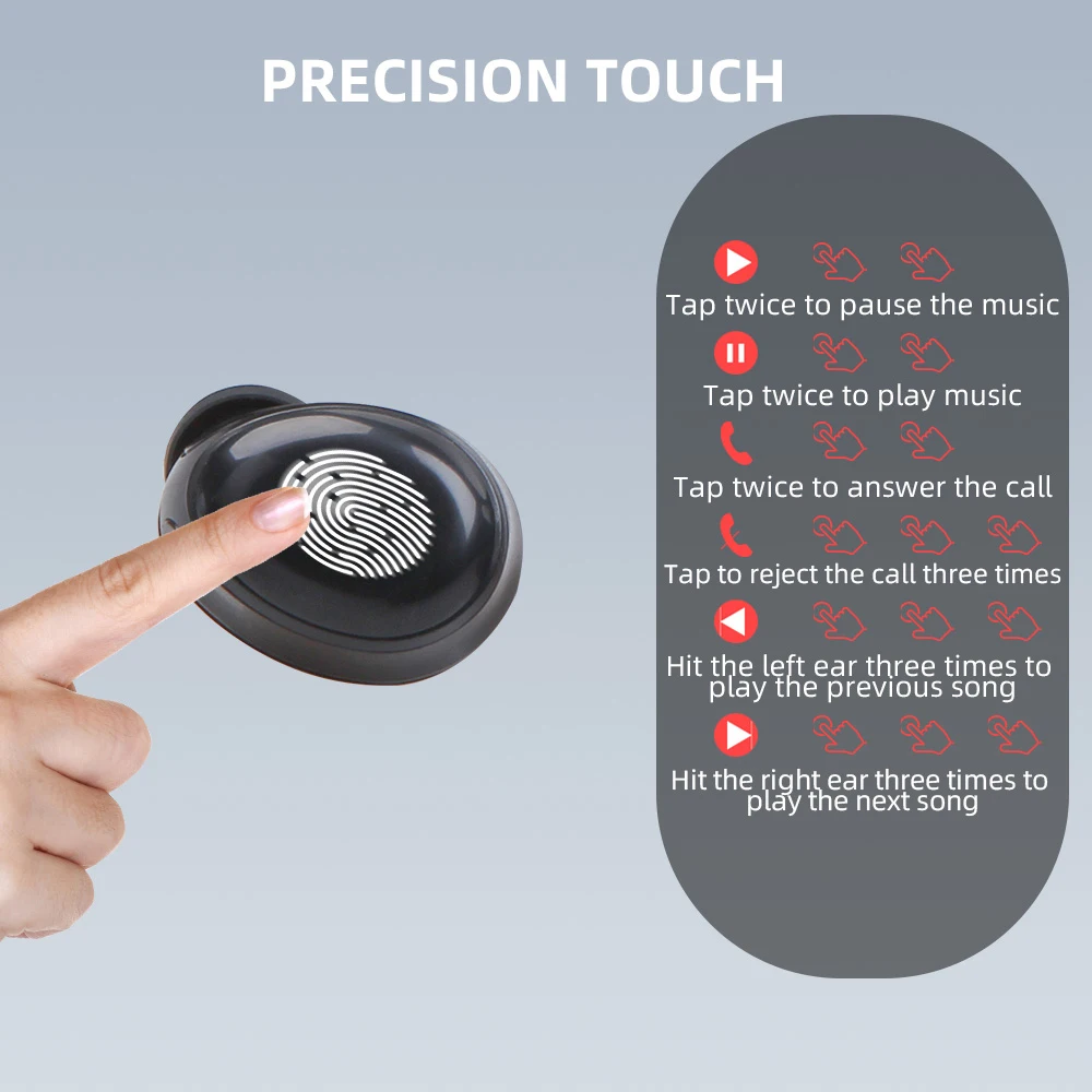 FDBRO 3D стерео Bluetooth наушники 5 0 Портативный вкладыши TWS с Беспроводной Touch + Зарядка