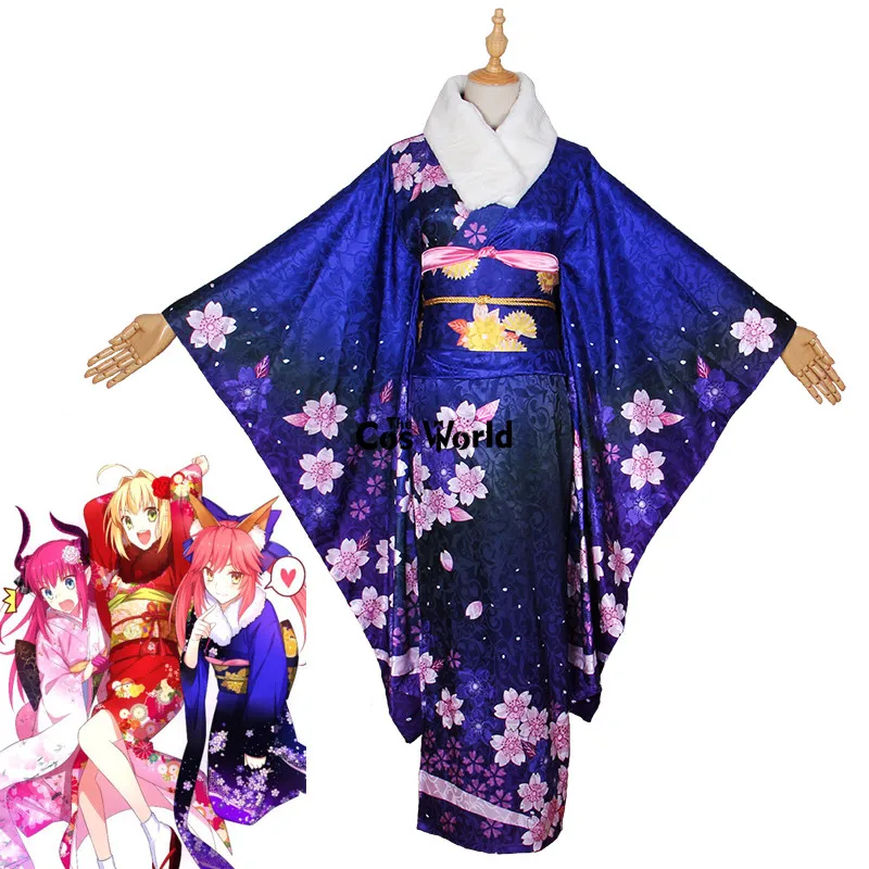 FGO Fate Grand Order Tamamo no Mae с новым годом цветочное кимоно юката платье униформа наряд