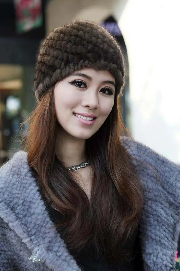 100% европейская норковая вязаная шапка/шапка * BE1245|knitted cap|cap knittedhat hat |
