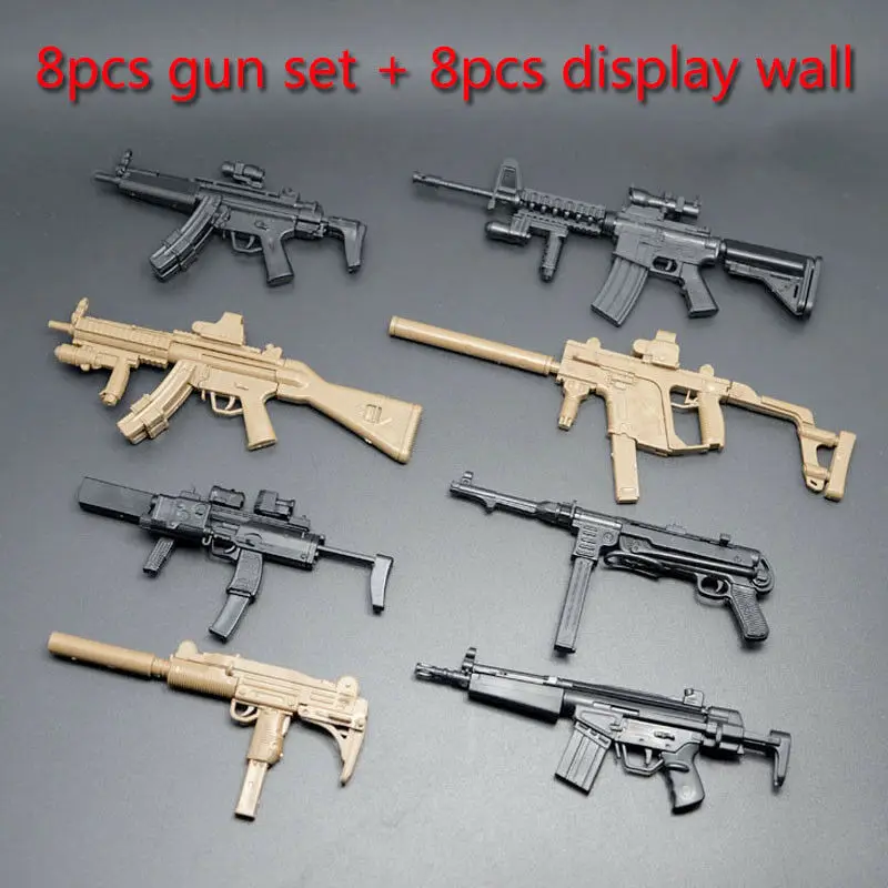 8 шт. 1/6 игрушечный пистолет Модель MP5 HK53 UZI MK18 KRISS VECTOR MP7 головоломки строительные