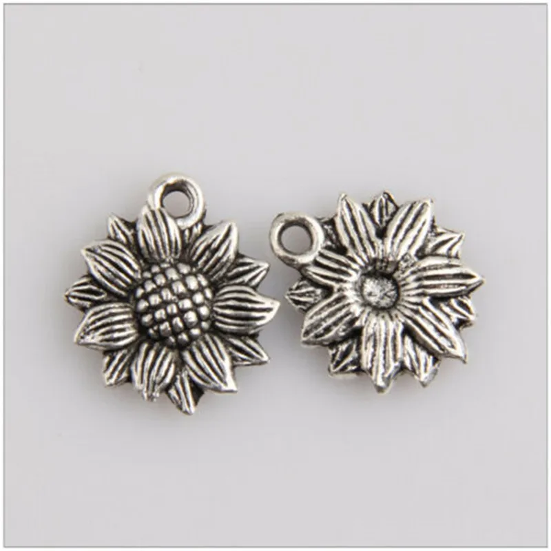 35pcs horticultural plant sunflower Tibetan silver jewelry pendant making charm | Украшения и аксессуары