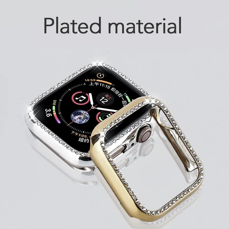 Кристальный бампер защитный чехол для Apple Watch 38 мм 44 Алмазный поликарбонатный