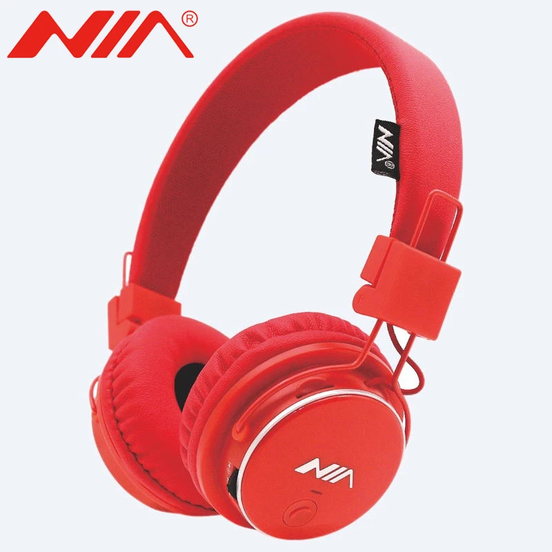 Оригинальные беспроводные Bluetooth наушники NIA Q8, Складные стерео гарнитуры с микрофоном, спортивные наушники, поддержка TF карт, FM радио, приложение - Цвет: Red