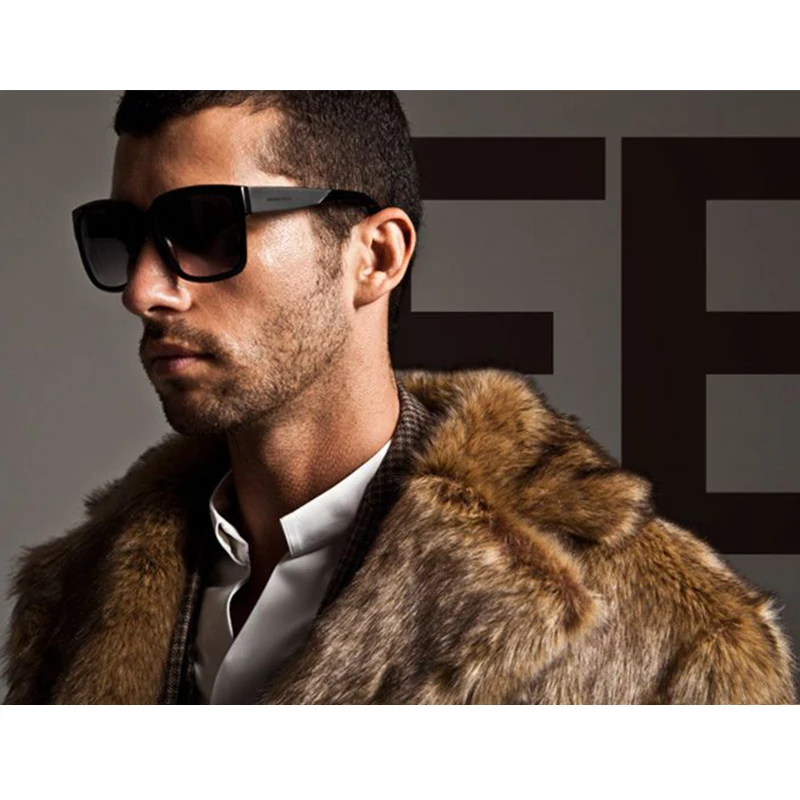 Men's Faux Fur Long Coat Brown/black Warm And Comfortable Winter New Brand Maylooks Hn128