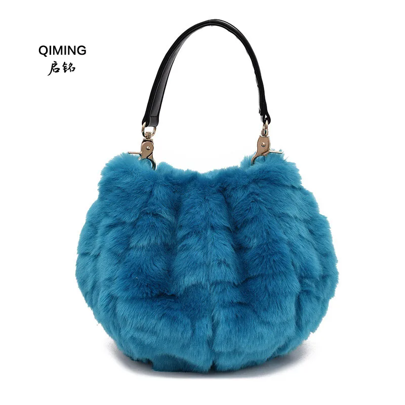 Женская меховая сумка, новые модные сумки из искусственного кроличьего меха, соломенная сумка, женская сумка на плечо, зимние вечерние сумки B38