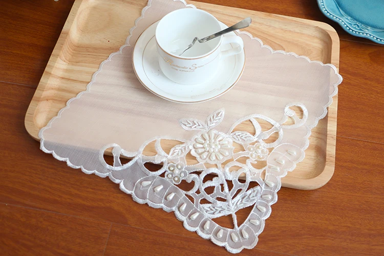 Корейский Блеск блёстки кружева коврик с вышивкой бисером Doily кофейная кружка набор подставок под напитки чайное Полотенце Рождество свадебное украшение