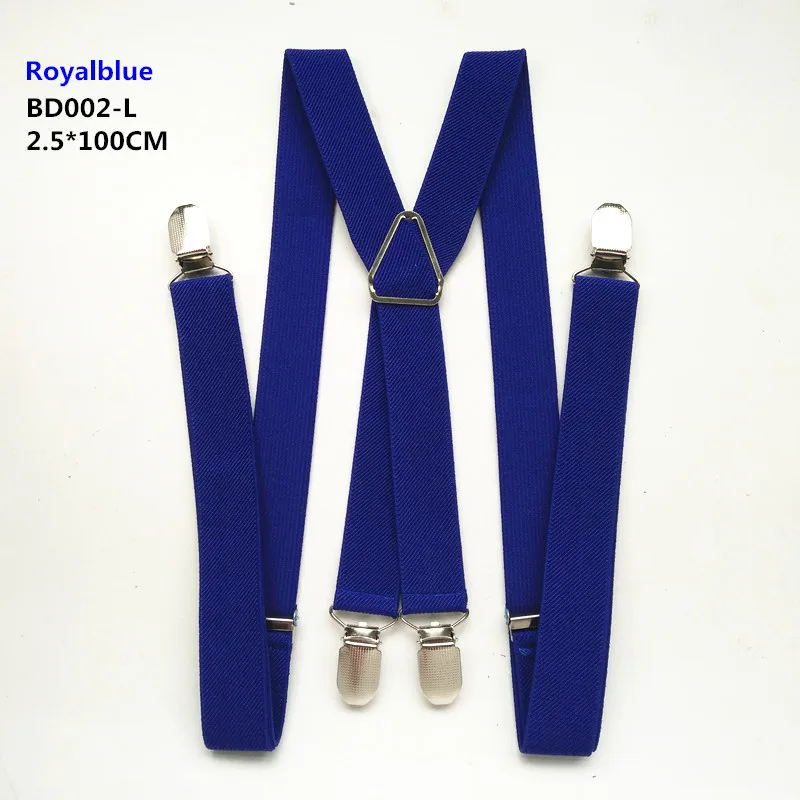 Royalblue-100cm 120 см длина сплошной цвет взрослые мужские подтяжки 2,5 см регулируемый эластичный ремень X-Back подтяжки для женщин рубашки остается BD002 - Цвет: Royalblue-100cm