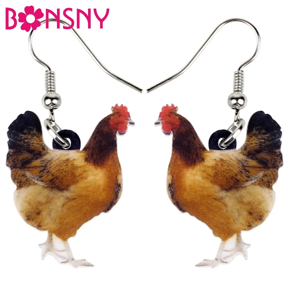 Bonsny акриловые цветочные серьги в виде курицы большие длинные висячие капли