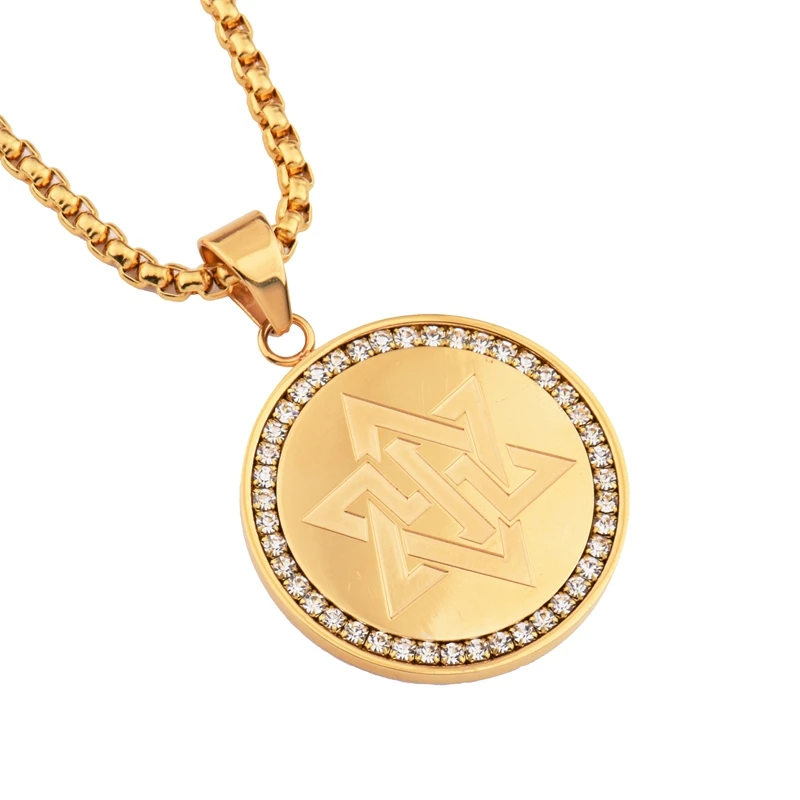 Goofan шесть звезда Давида Круглый Rhinestone Подвеска Цепочки и ожерелья