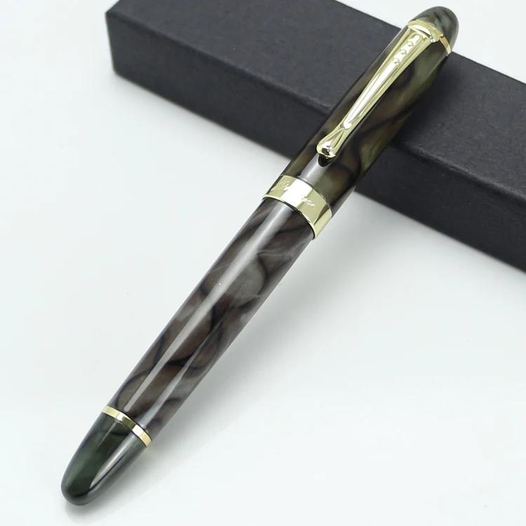 Ручка перьевая Jinhao X450 с наконечником 18KGP зеленая мраморные канцелярские