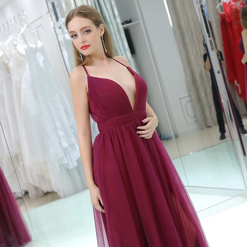 Соблазнительные длинные платья подружки невесты с глубоким V-образным вырезом