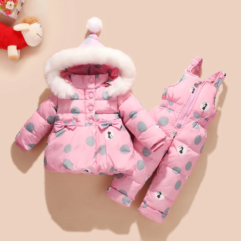 Winter Kids Clothes Girls Boys Down Coat Children Warm Snowsuit Outerwear +Romper Clothing Set Russian children's jackets | Детская