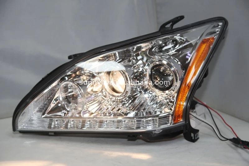 2004-2009 год для Lexus RX330 RX350 светодиодный ные фары хромированный корпус желтый