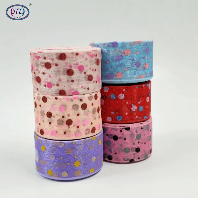 mix color 1 HL 6 ярдов " ширина печатных органза ленты для свадьбы Рождество декоративные поделки DIY подарок обёрточная бумага пояс A052 - Цвет: mix color 1