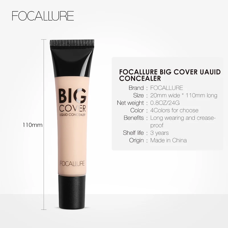 

FOCALLURE Perfect Cover Face Concealer Cream Pro Contour Makeup Liquid Concealer Makeup Foudantion Cream 24ML