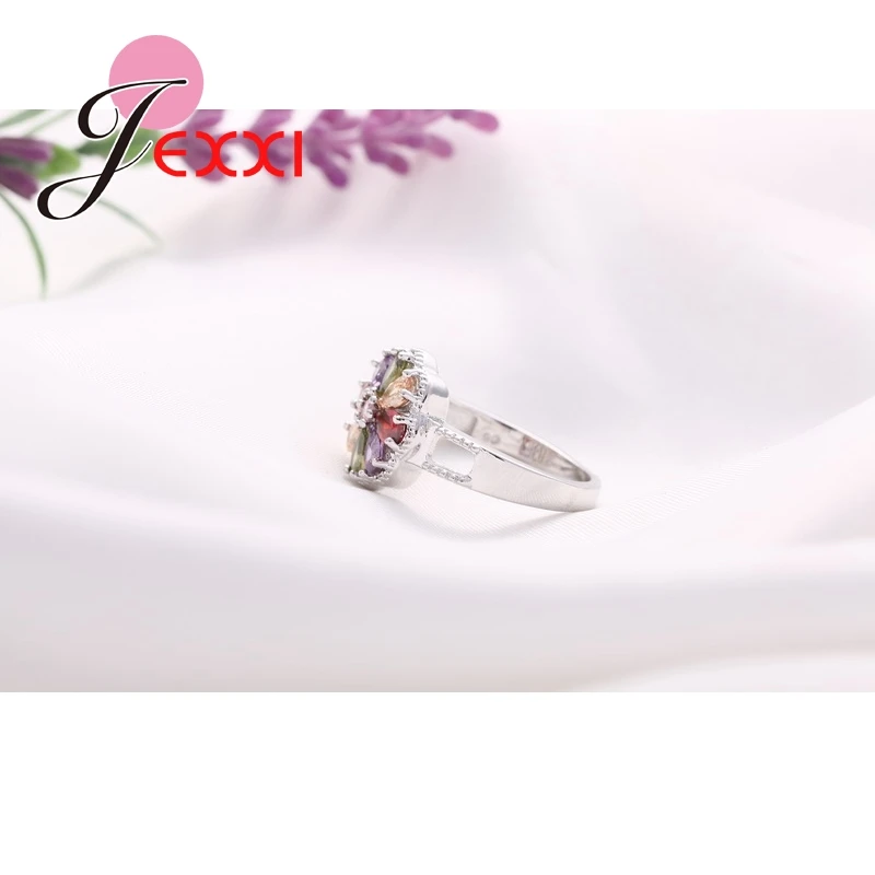 Женское кольцо из серебра 925 пробы с цветным кристаллом|jewelry rings|jewelry women ringsjewelry