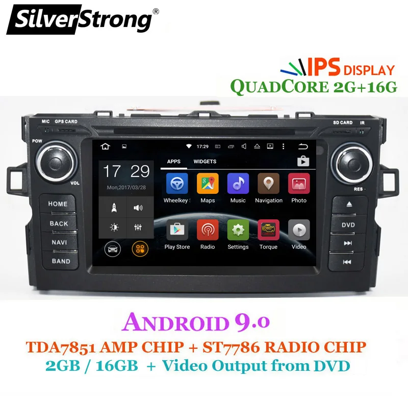 SilverStrong 4 г ram Android9.0 OctaCore автомобильный dvd-плеер для Toyota Auris хэтчбек автомобиль 2din raido gps навигация магнитофон - Цвет: 4CORE AURIS-PX30
