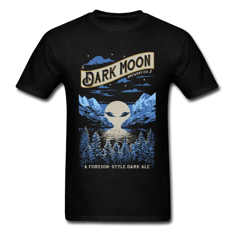 Мужская футболка с надписью Dark Moon Alien Beer изображением леса уникальная летняя в