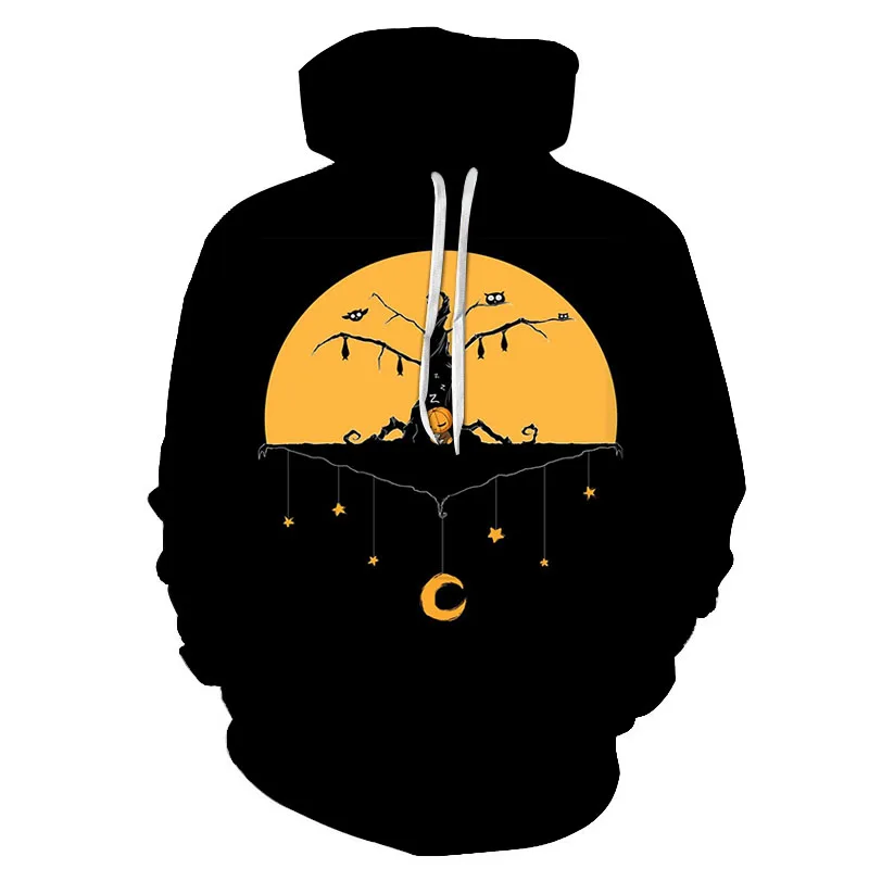 

Черные толстовки с 3D-принтом на Хэллоуин, мужская толстовка с капюшоном в стиле Харадзюку, уличная одежда, свитшот, спортивный костюм, пулов...