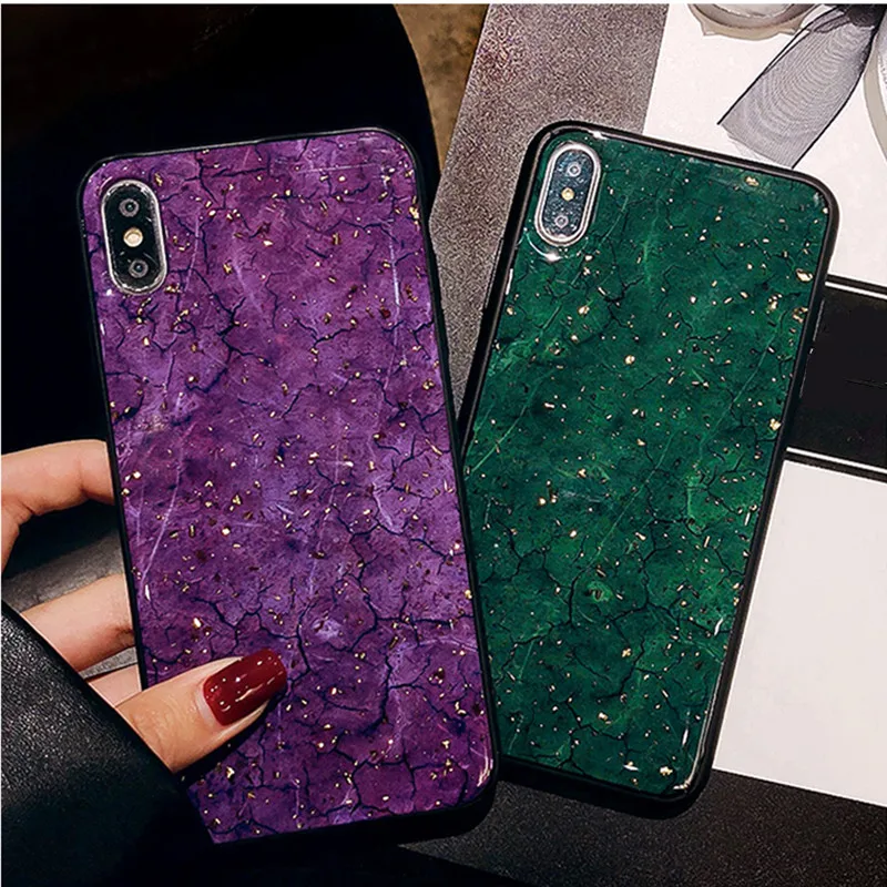 Роскошный Блестящий Мягкий чехол из золотой фольги для iPhone 12 Pro X XR XS MAX мраморный 11