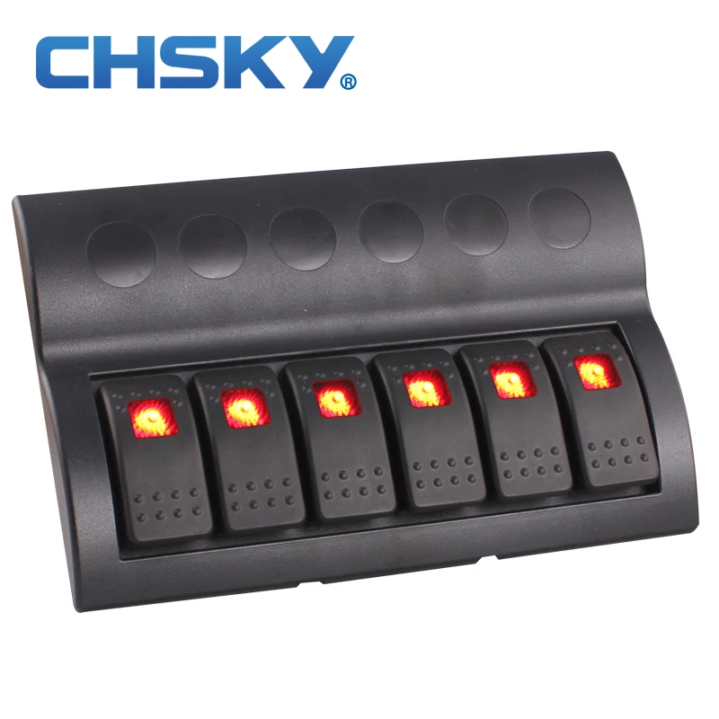 CHSKY 6 Gang 12v 24v Красный светодиодный автомобильный выключатель для морской лодки